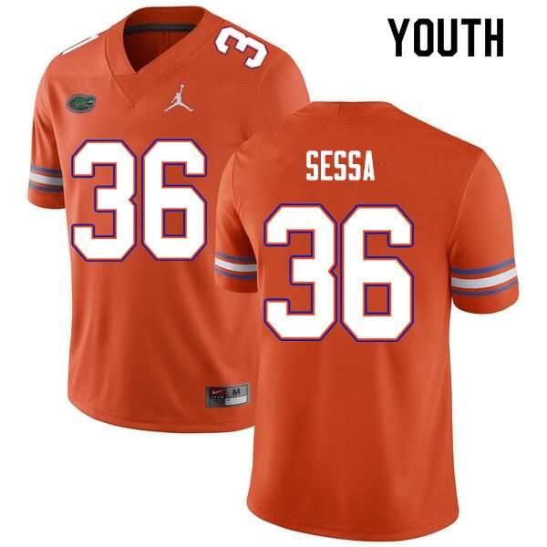 NCAA Florida Gators Zack Sessa Youth #36 Nike Orange Stitched Authentic College Football Jersey BAO4464HX